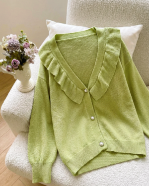 Green Ruffle Cardigan