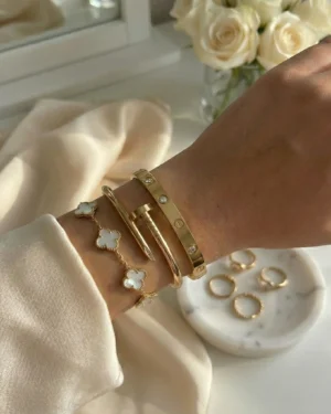 Anti-tarnish Golden Charm Bracelet set