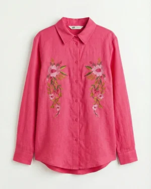 Rose Bloom Embroidered Shirt