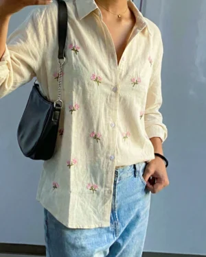 Floral Embroidered Linen Shirt