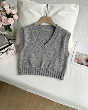Classic Grey Knit Sweater Vest