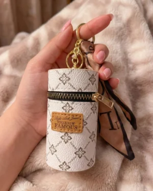Ivory Luxe Zip Key Pouch