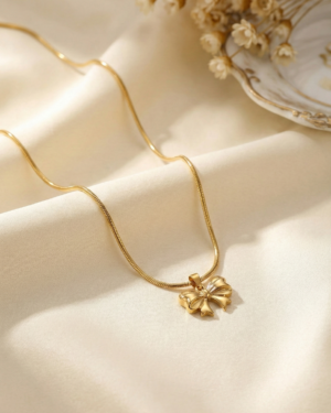 Golden Bow Charm Necklace