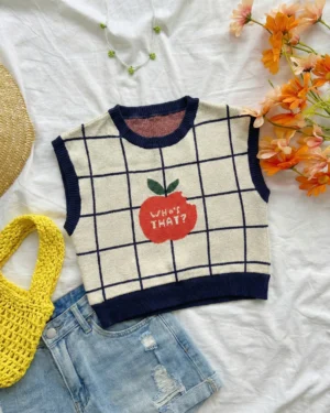 Apple Grid Knit Sweater Vest