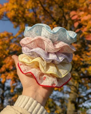 Pastel Floral Cotton Scrunchies (pack of 5)