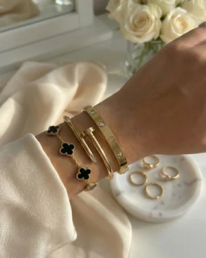 Anti-tarnish Golden Charm Bracelet set