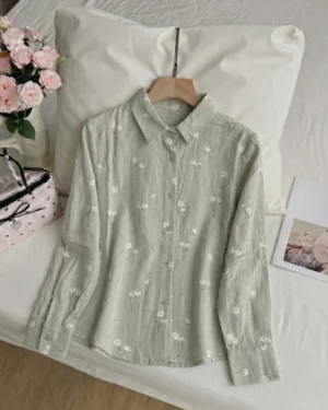 Mint Blossom Printed Shirt