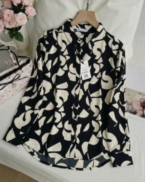 Monochrome Maze Printed Shirt