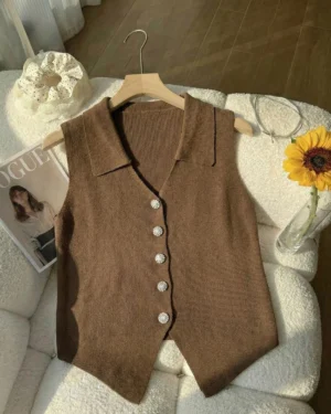Collared Knit Vest Top