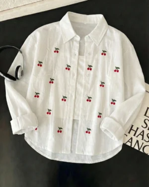 Cherry Pop Embroidery Shirt