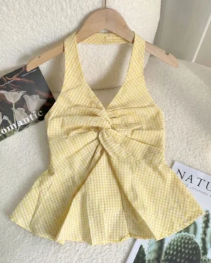 Gingham Halter Top