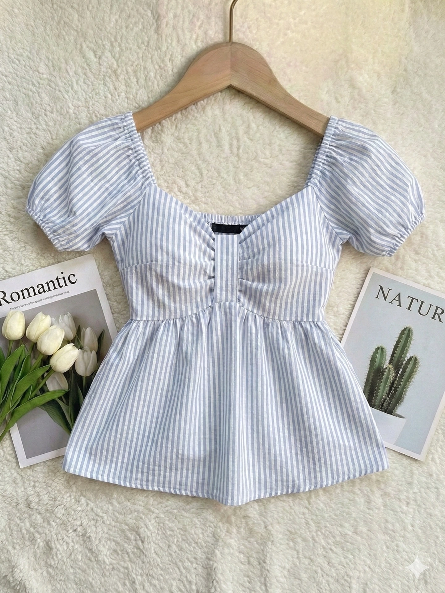 Picnic Stripe Puff Sleeve