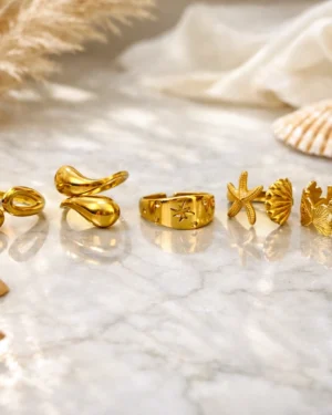 5-Piece Coastal Wanderer Gold Ring Set