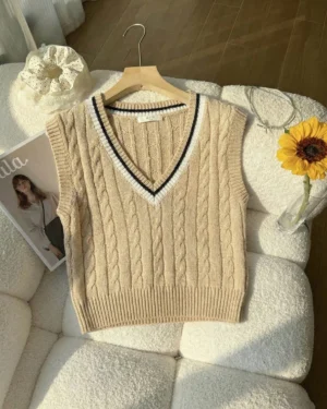 Varsity Blues Cable Vest