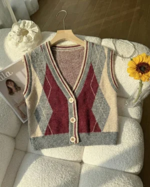 Burgundy Manor Cardigan Vest