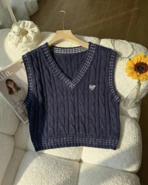 Preppy Navy Stitch Vest