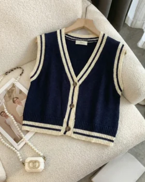 Varsity Blues Cardigan Vest