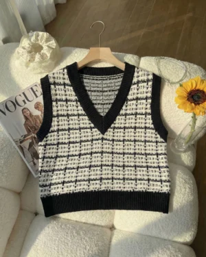 Parisian Grid Check Sweater Vest