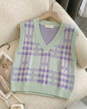 Pastel Picnic Plaid Vest